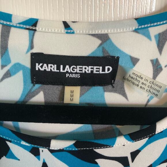 Karl Lagerfeld Paris Floral Print Tank w/ Ruching & Silver Logo Detail - Medium - Picture 2 of 6